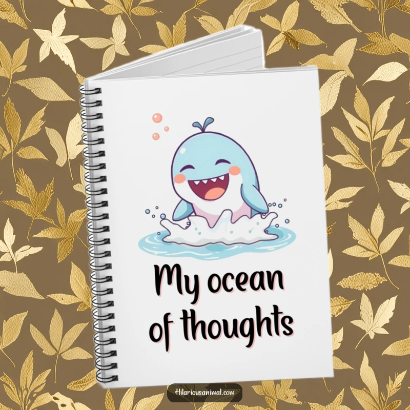 Funny notebook cover featuring a whale breaching and laughing, perfect for jotting down ideas with humor.