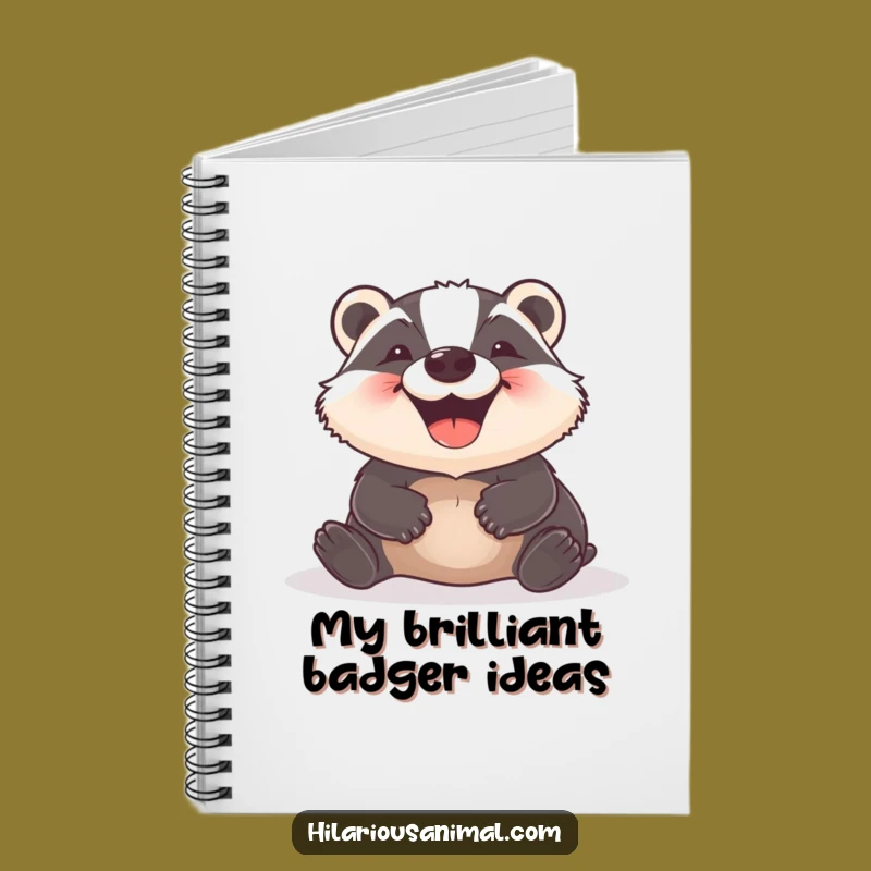 Funny Badger Notebook: Delighted Grin Rolling Thoughts Journal Diary