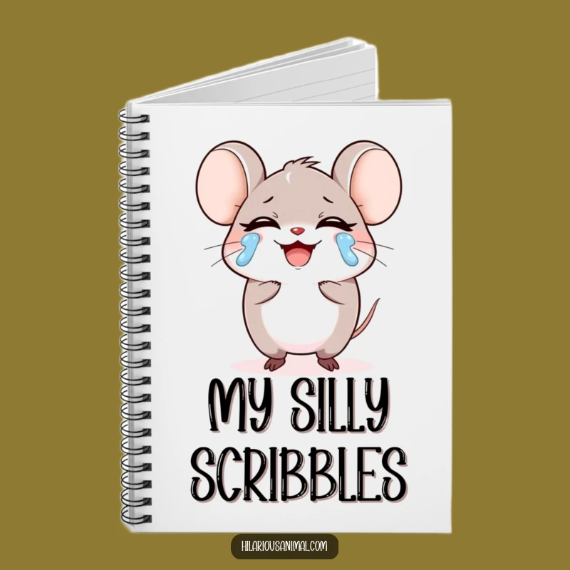 Funny Mouse Laughing Tears Notebook, Round Character Journal, Perfect Funny Gift Stationery
