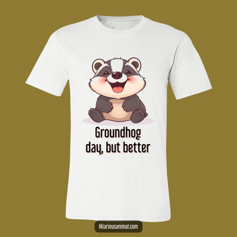 Funny Badger T-Shirt: Delighted Grin Rolling Ground Wearable Joy