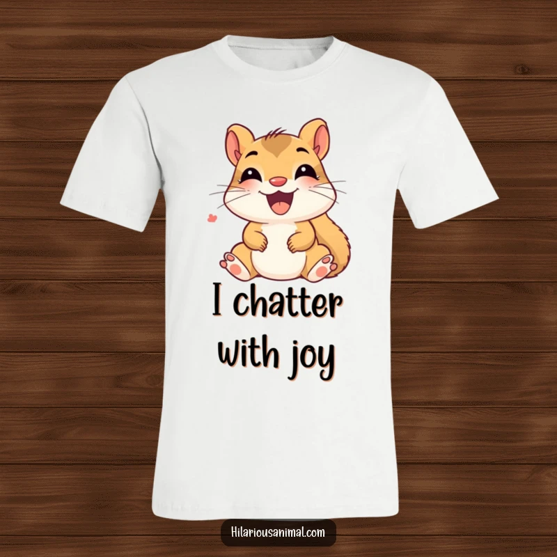 Funny Delighted Squirrel T-Shirt: An overjoyed squirrel cub captured mid-chatter, its expression filled with uncontrollable giggles and pure delight.