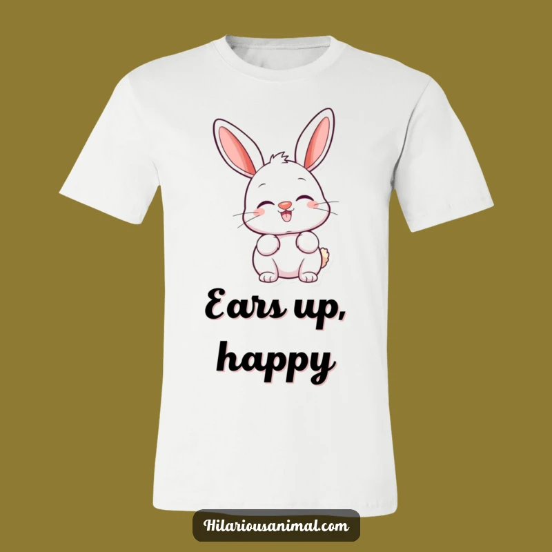 Funny Happy Bunny T-Shirt - Twitching Nose & Perked Ears, Wearable Joy!