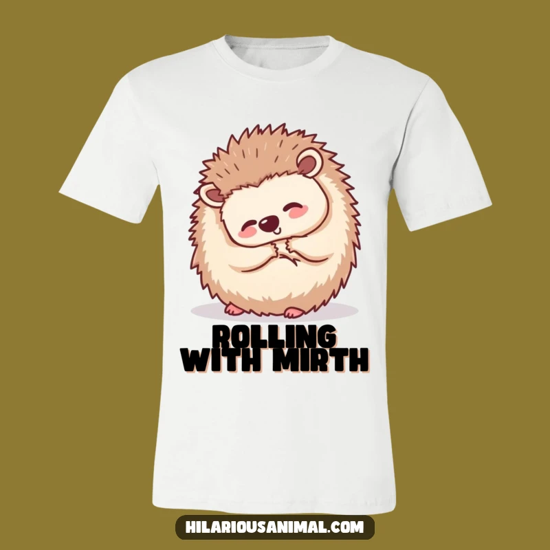 Funny Hedgehog Tee: Wobbly Ball Laughter, Silent Giggles, Comfy Casual Gift