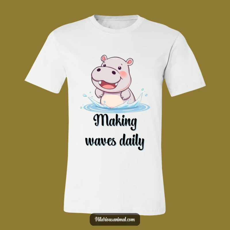 Funny Hippo Cub T-Shirt: Dive into Fun with a Splashy Smile!