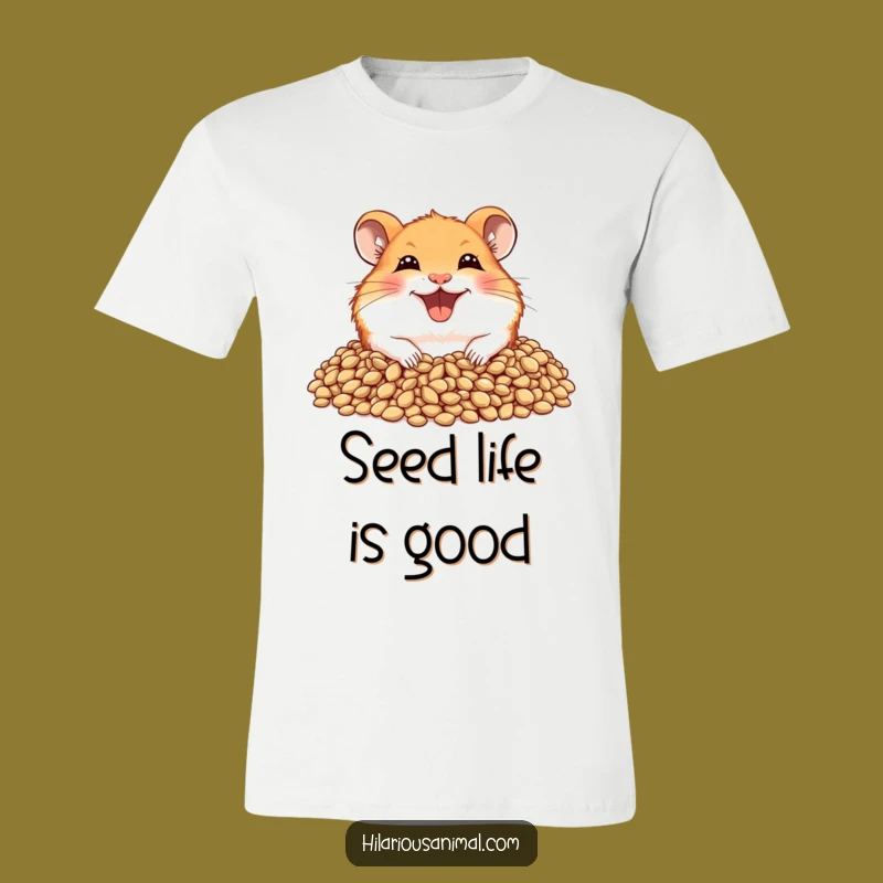 Funny Joyful Hamster T-Shirt - Seed Lover, Wide Grin, Wearable Fun!