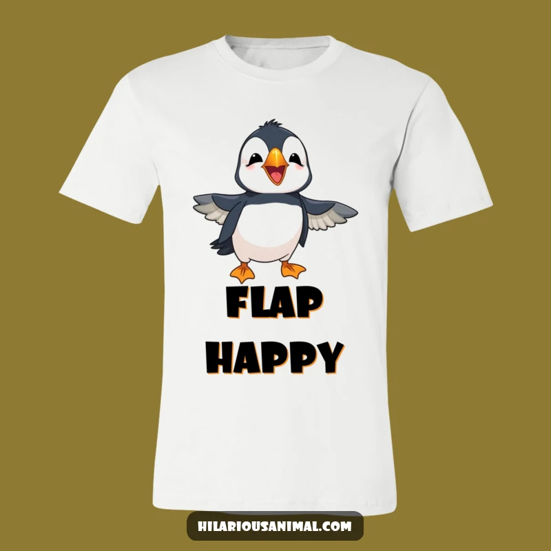 Funny Puffin T-Shirt: Cheerful Laughing Bird, Flapping Wings, Comfy Tee, Gift