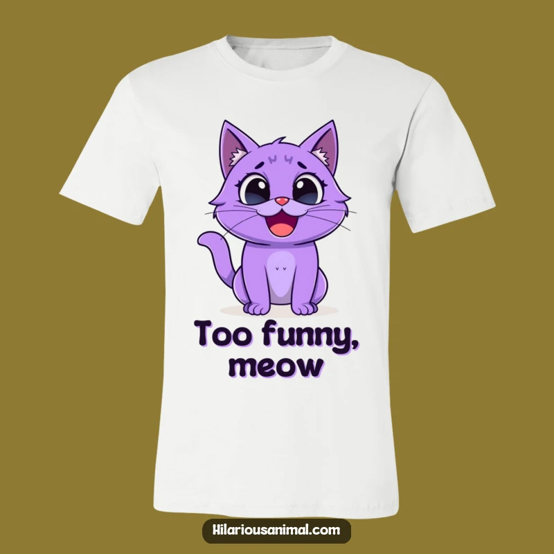 Funny Purple Cat T-Shirt - Wide Eyes Laughing Creature Tee!