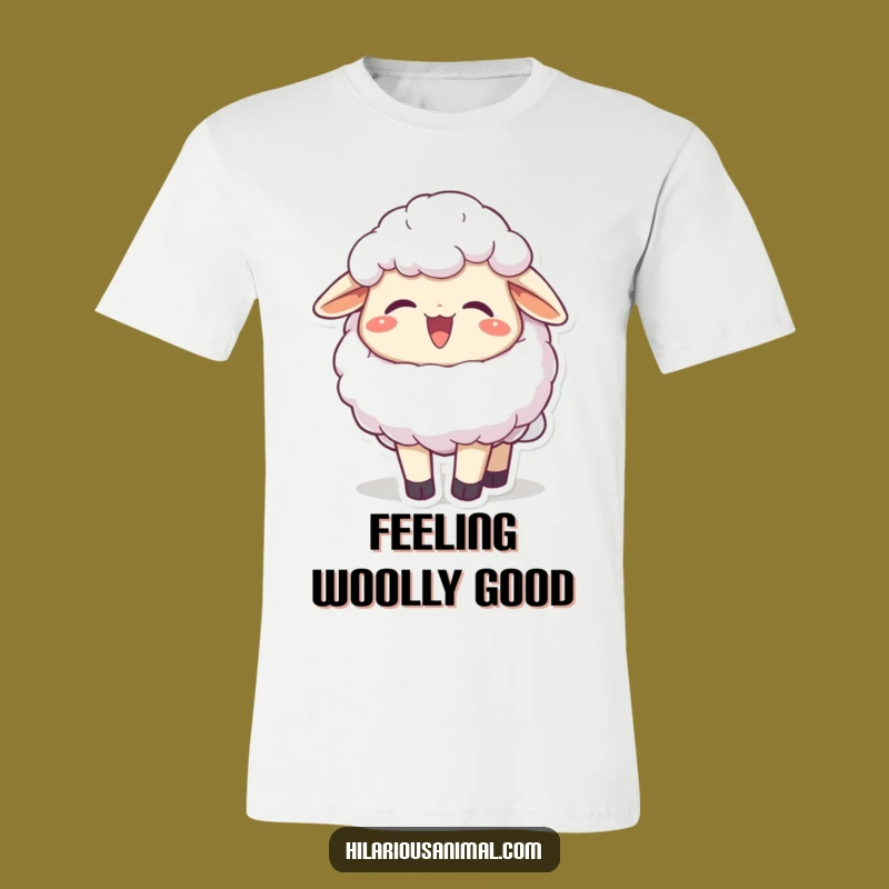 Funny Sheep Chuckling T-Shirt, Fluffy Character Tee, Adorable Funny Gift