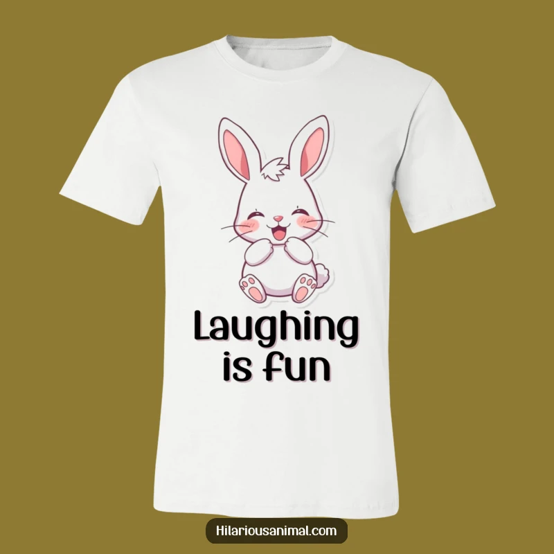 Funny Cheerful Bunny T-Shirt: Muffled Laugh Rabbit Tee, Comfy Humor Gift
