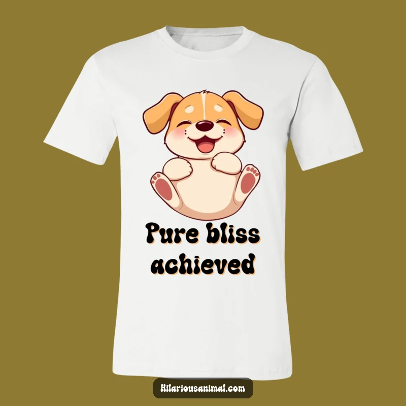 Funny Giggling Dog T-Shirt - Floppy Eared Pup Rolling with Glee, Hilarious!