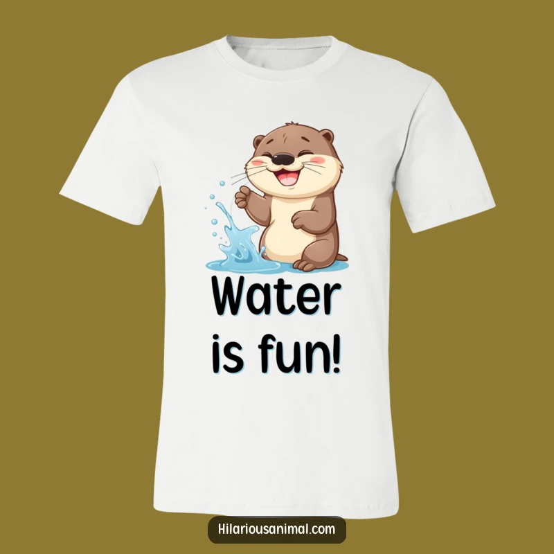 Funny Otter Cub Water Spraying T-Shirt: Make a Splash with Hilarious Style