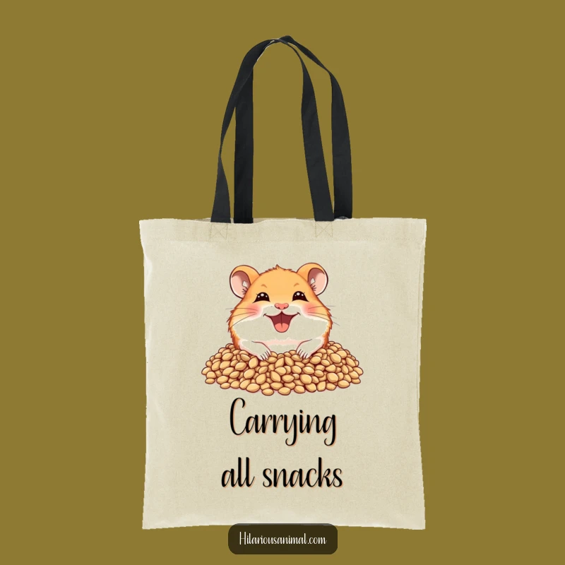 Funny Joyful Hamster Tote Bag - Seed Lover, Wide Grin, Carry Your Fun!