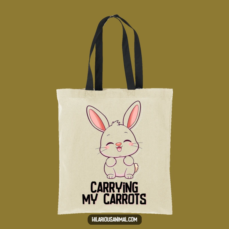 Funny Happy Bunny Tote Bag - Twitching Nose & Perked Ears, Carry Some Smiles!