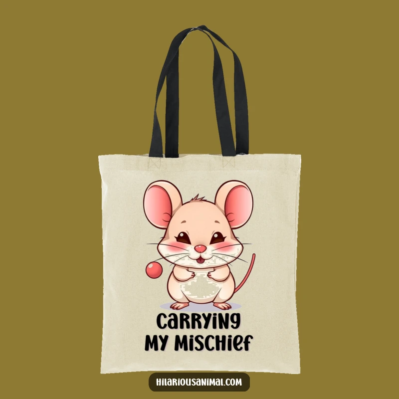 Funny Mouse Raspberry Tote Bag: Mischievous Grin Bag Gift