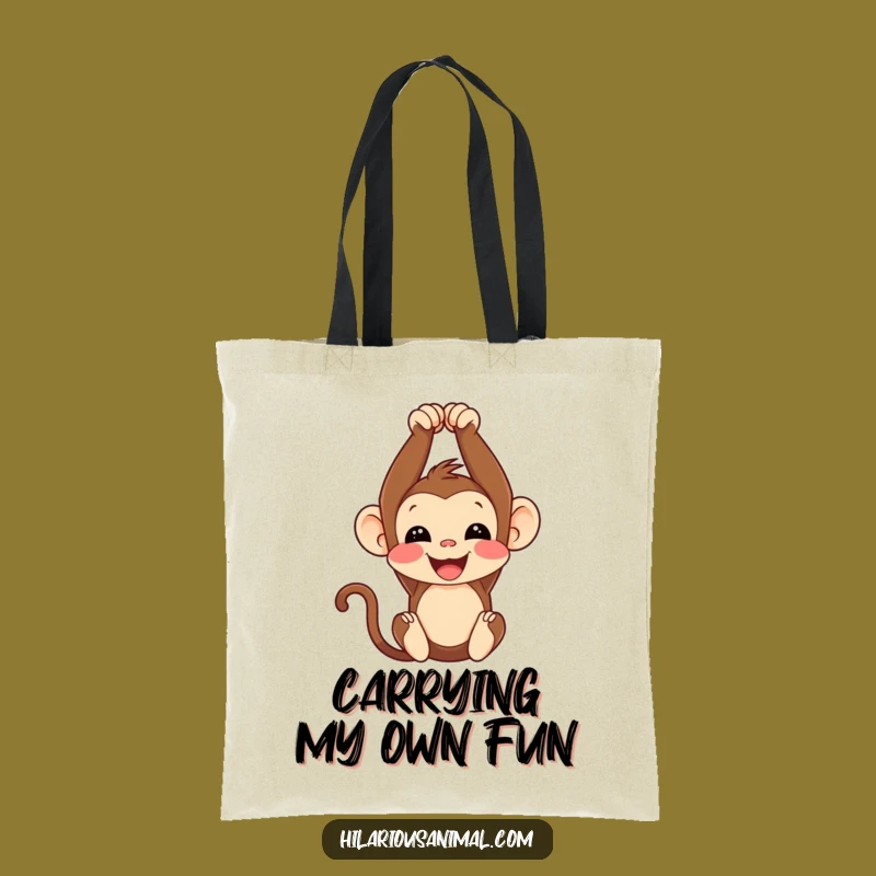 Funny Monkey Cub Canvas Tote Bag: Carry Your Laughs Upside-Down in Style!