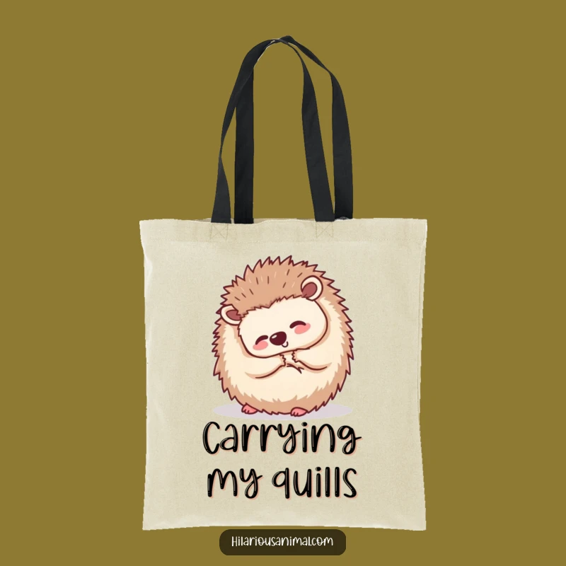 Funny Hedgehog Tote Bag: Wobbly Ball Laughter, Silent Giggles, Carry Charm Gift