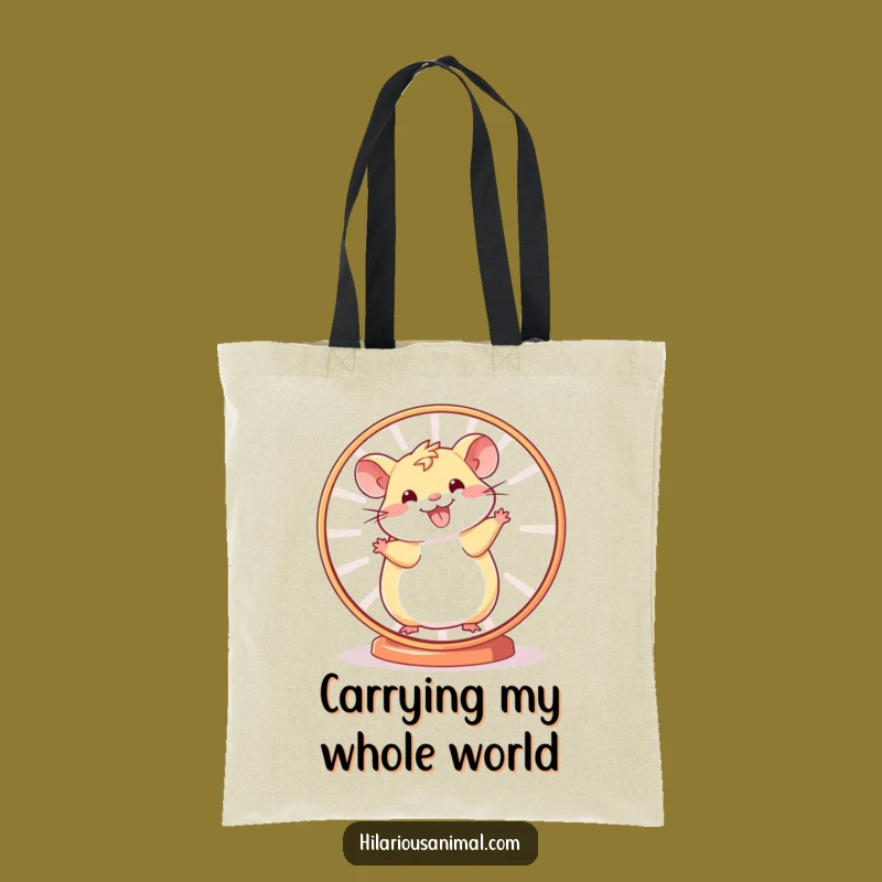 Funny Hamster Wheel Tote Bag: Cheerful Spinner Daily Carryall