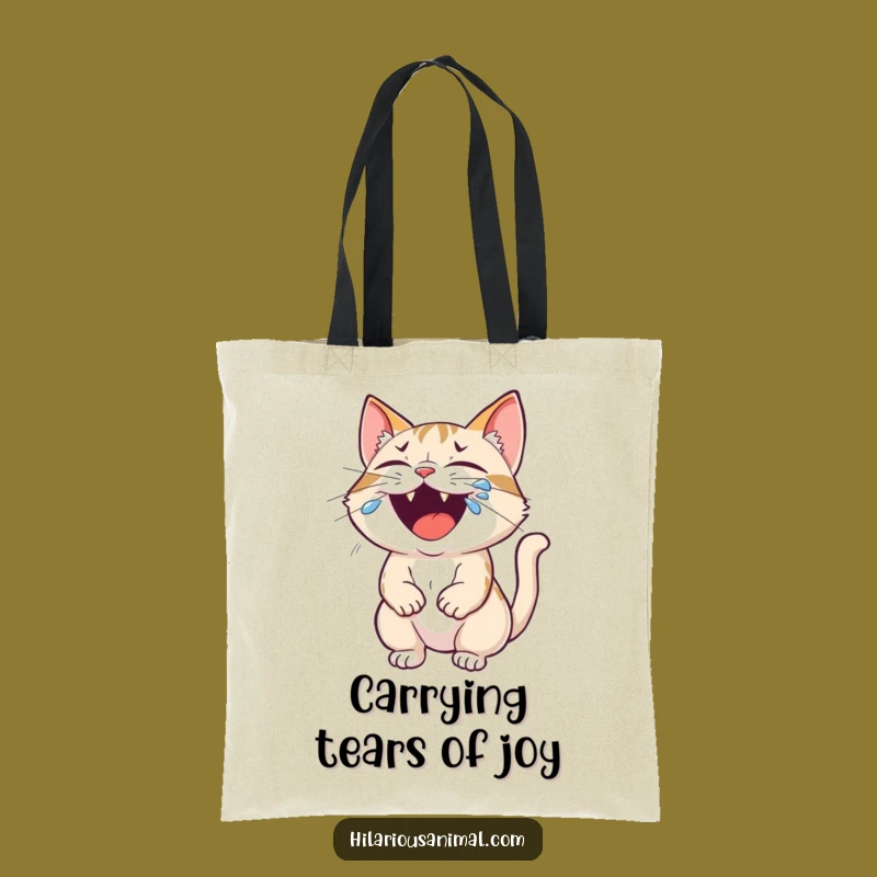 Funny Cat Roaring Tears Tote Bag - Stylish & Hilarious Gift for Cat Lovers