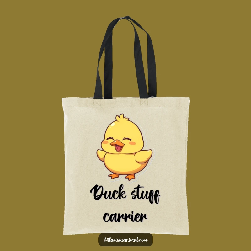 Funny Duck Quacking Tote Bag - Chubby Laugher, Chic Funny Accessory Gift