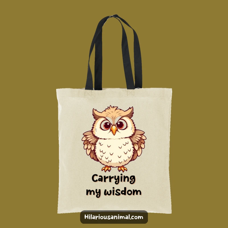 Funny Chuckling Owl Tote Bag - Ruffled Feathers, Mirthful Eyes, Carry Your Wit!