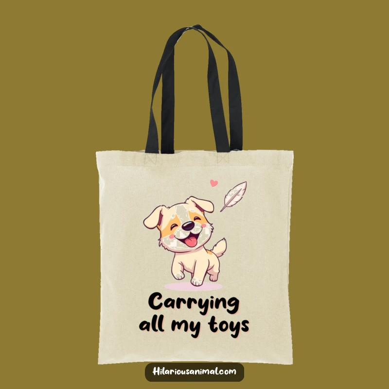 Funny Dog Feather Chase Tote Bag: Carry Your Dog's Enthusiasm