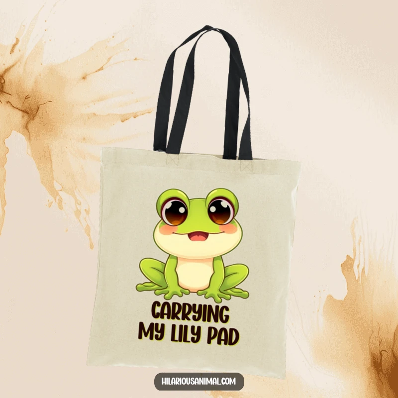 Funny happy frog croak tote bag, sturdy and spacious, features a joyful amphibian, perfect for shopping and daily use.