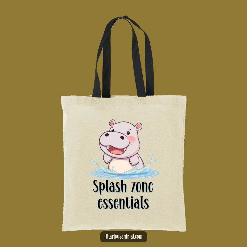 Funny Hippo Cub Tote Bag: Carry Your Fun and Splashes Everywhere!