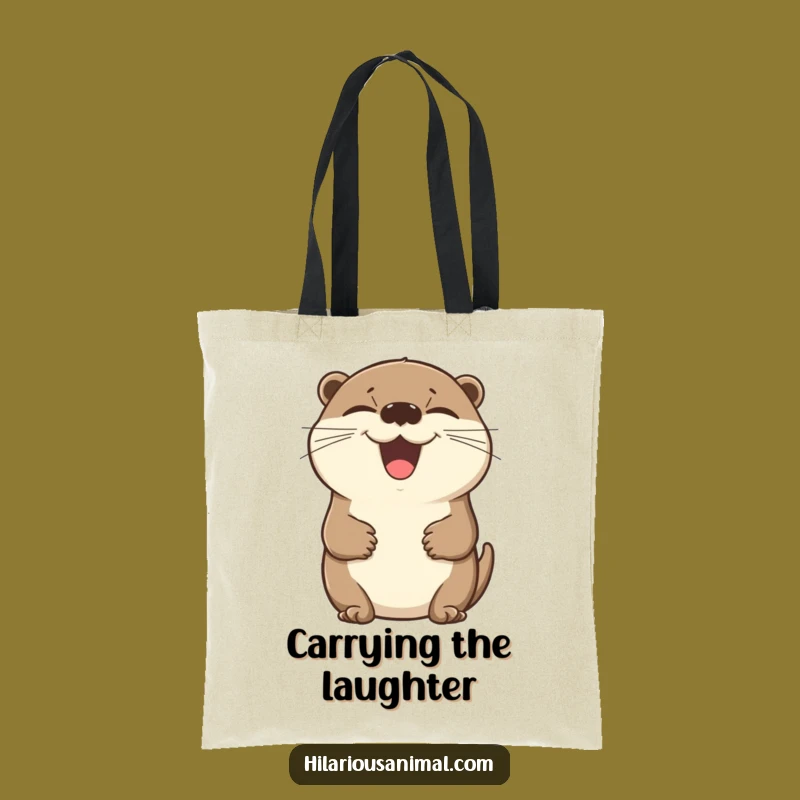 Funny Laughing Otter Tote Bag: Hilarious Animal Carryall for Joyful Folks