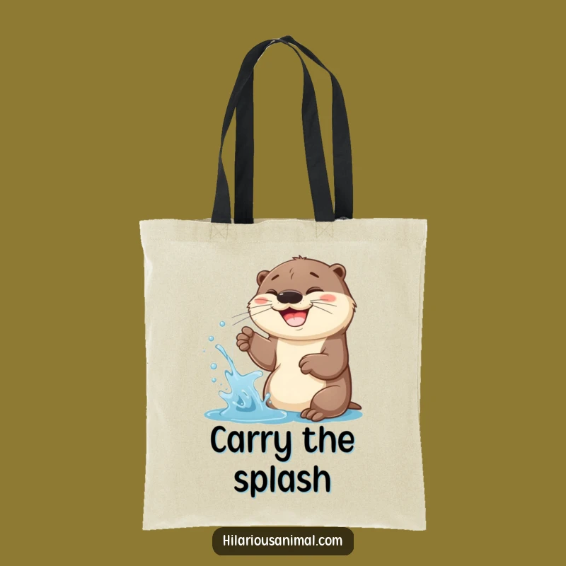 Funny Otter Cub Water Spraying Tote Bag: Carry Your Fun and Essentials