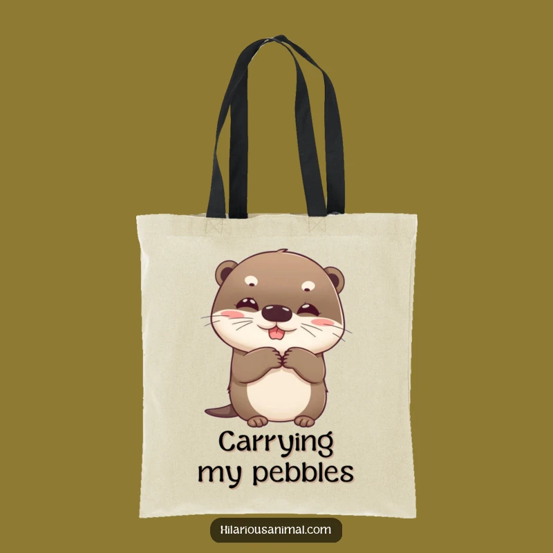 Funny Otter Tote Bag: Giggling Cub Carry-All, Your Essential Funny Gift!