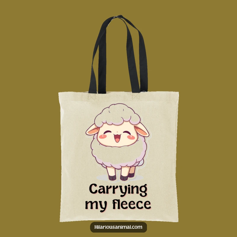 Funny Sheep Chuckling Tote Bag, Fluffy Character Carryall, Practical Funny Gift