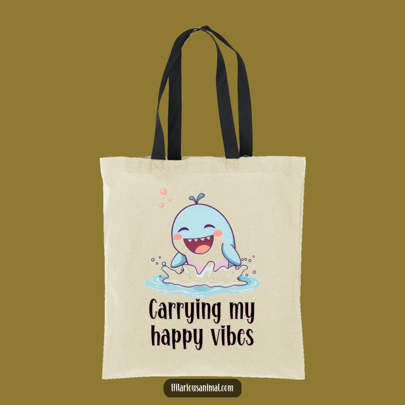 Funny Whale Laugh Tote Bag - Joyful Breaching Sea Creature Carryall